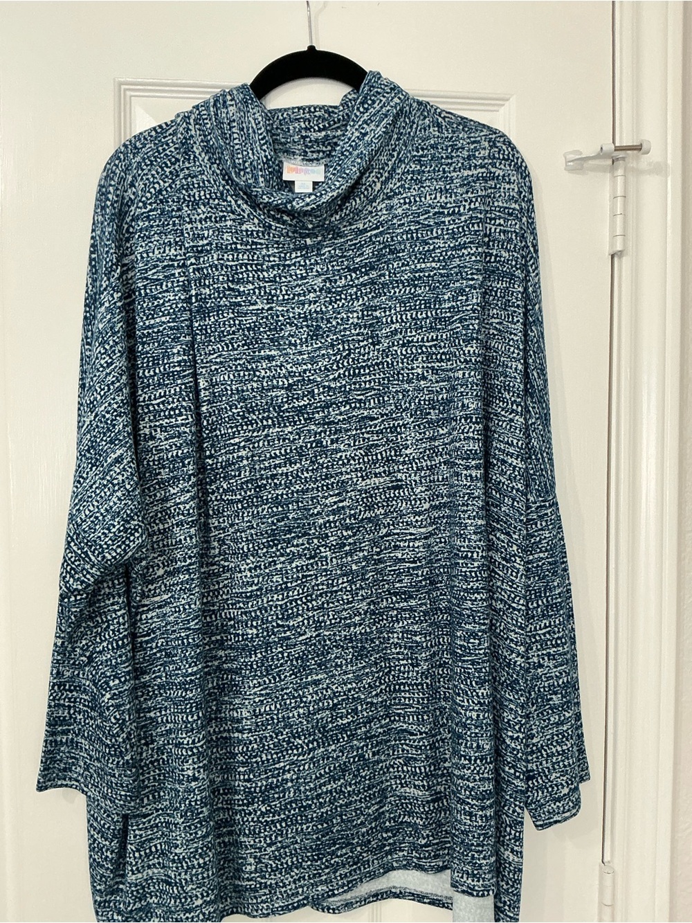 LuLaRoe Marled Navy and White Cowl Neck Sweater Elsa